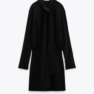 ZARA TIED MINI CLASSIC DRESS BLACK